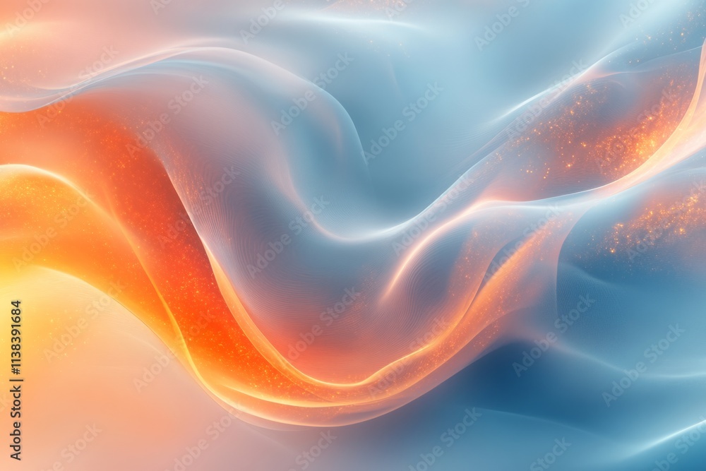 Poster flowing pastel colors blend seamlessly, creating a dynamic abstract background with ethereal, swirli