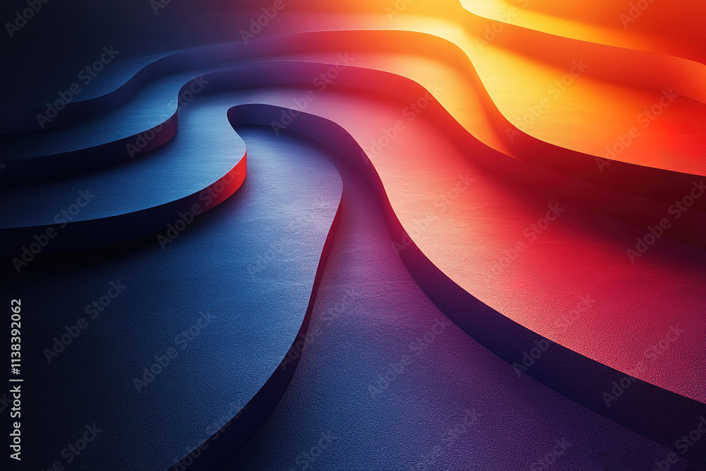 Poster A colorful, abstract image of a curved line with a gradient of colors