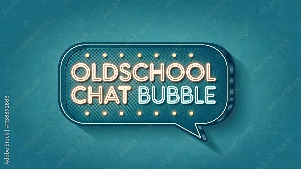Poster faded message flash an oldschool chat bubble in a muted blue color with text that slowly brightens a