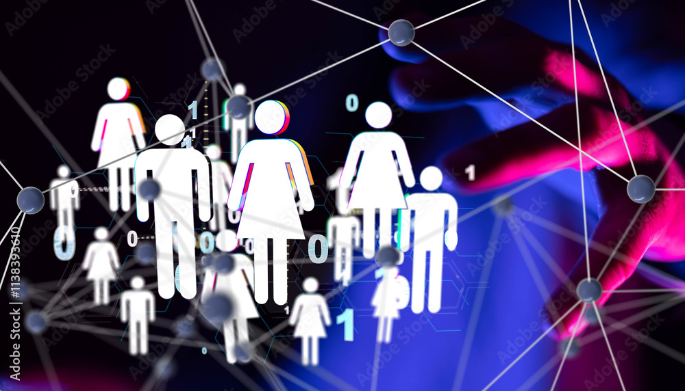 Poster Abstract technology group and data 3d