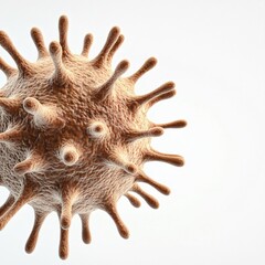 Close-Up 3D Rendering of Pathogen with Shiny Spherical Surface and Textured Spikes