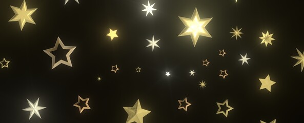 XMAS stars background, sparkle lights confetti falling. magic shining Flying christmas stars on night