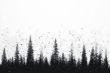 Obraz premium Pine forest landscape silhouette background