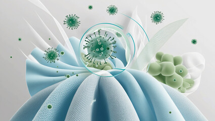 stops viruses and bacteria from growing on textile fibres. prevents the clothing from smelling musty. realistic vector drawing.