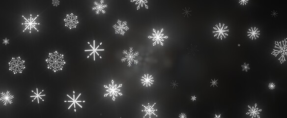 Snowflakes - golden openwork shiny snowflakes, star, 3D rendering.