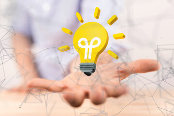 lamp Neural network 3D illustration. Big data and cybersecurity - neural network exposure digital