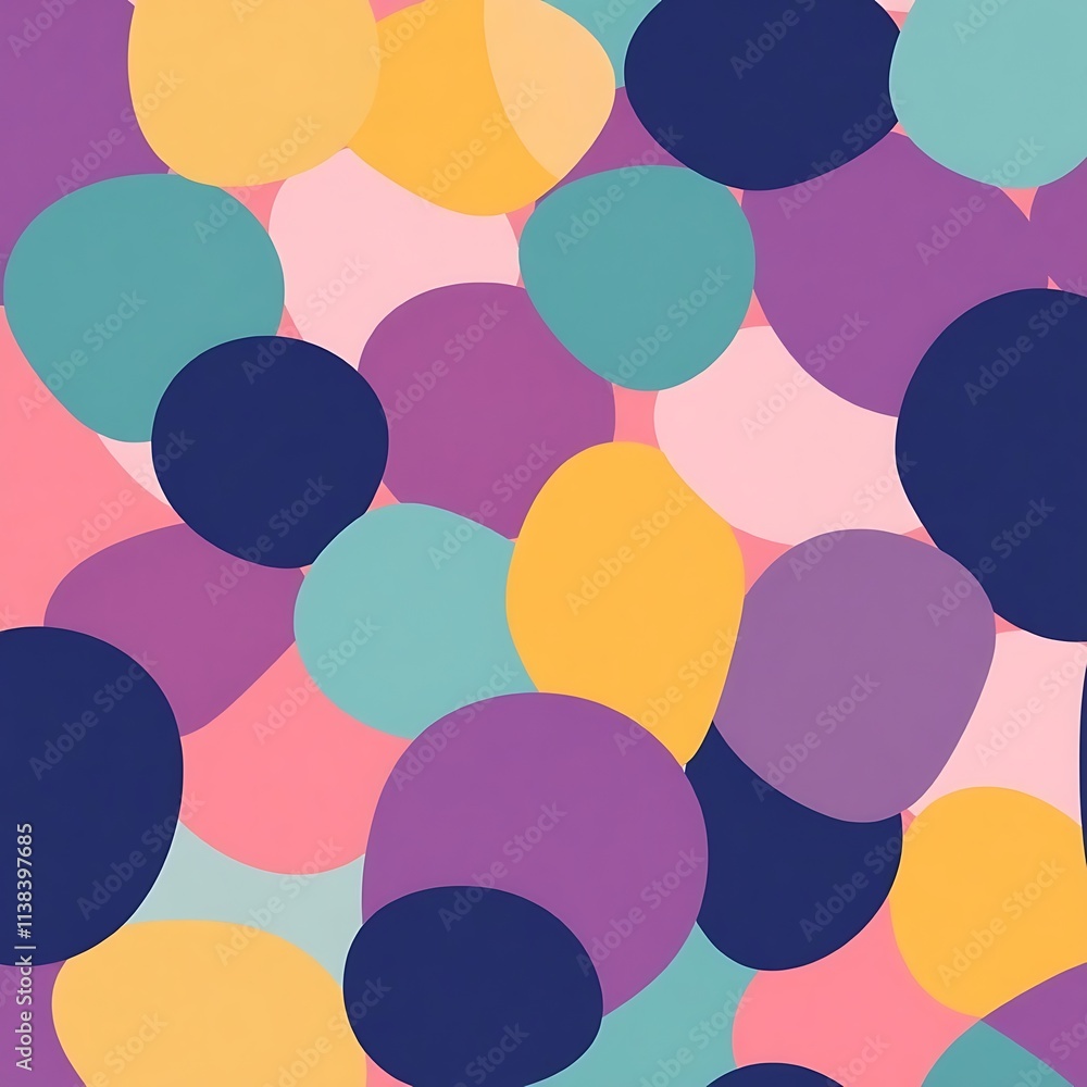 Poster abstract colorful circles: a vibrant and playful pattern of overlapping circles in various shades of