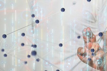 Neural network 3D illustration. Big data and cybersecurity