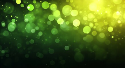 Abstract Green and Yellow Bokeh Lights Background
