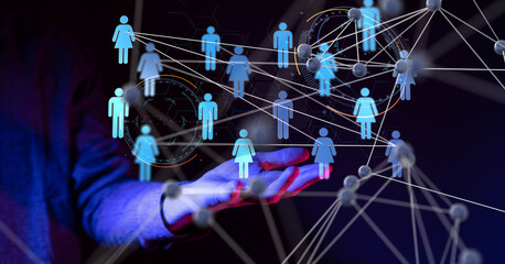 Abstract technology group and data 3d