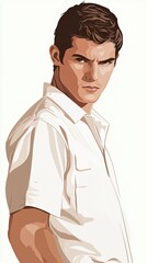 Fototapeta premium A Young Man Wearing A Crisp White Shirt
