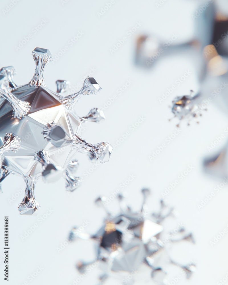 Aufkleber abstract virus particles in fractured geometric forms scientific visualization digital art studio en