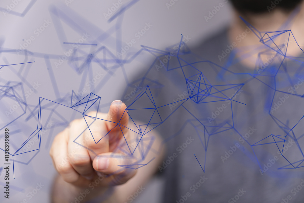 Poster touch Futuristic wave, Futuristic data stream - neural network exposure digital