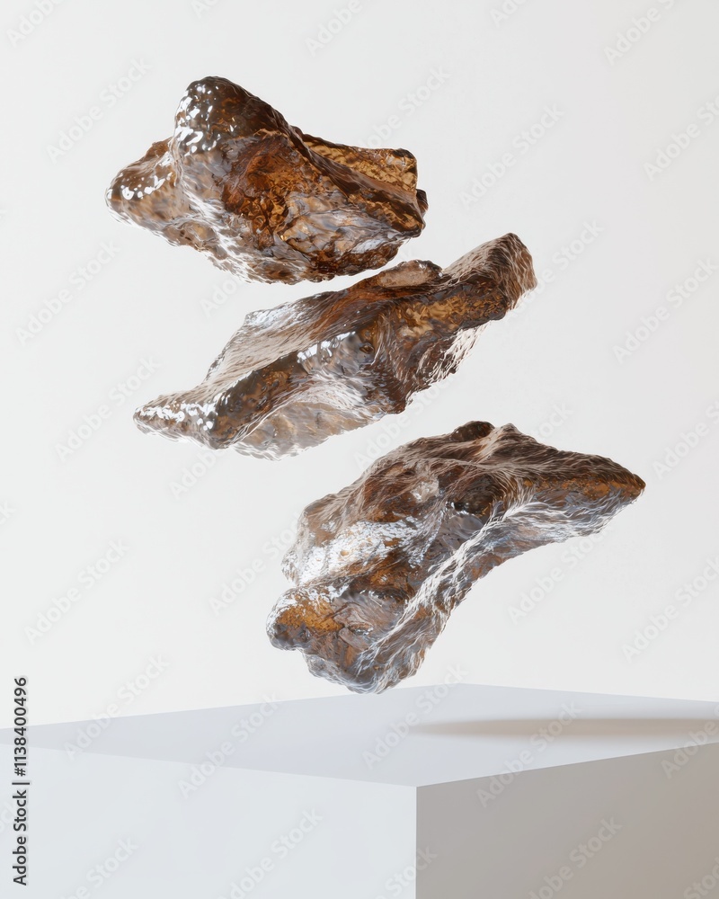 Poster floating superbug bacteria model in studio 3d rendered art minimalist environment scientific concept