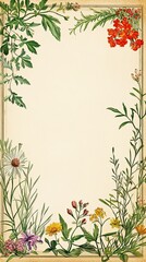 Botanical Illustration Floral Frame Vintage Design