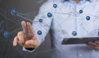 Global network. Blockchain. 3D illustration. Neural networks and artificial intelligence. Abstract  - neural network exposure digital