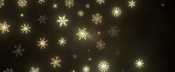 Falling snow at night. Bokeh lights