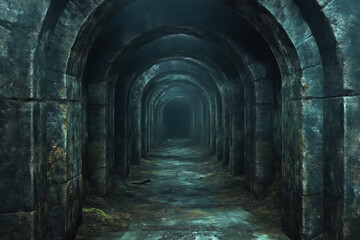 Obraz premium Dark arched stone passage.