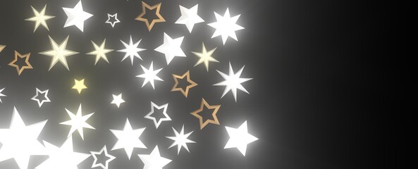 Falling Christmas Luminaries: Magnificent 3D Illustration Showcasing Falling Holiday Celestial...