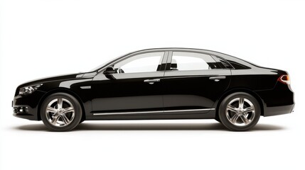 Luxury sedan with chrome accents showcased under soft lighting in urban setting captured for automotive