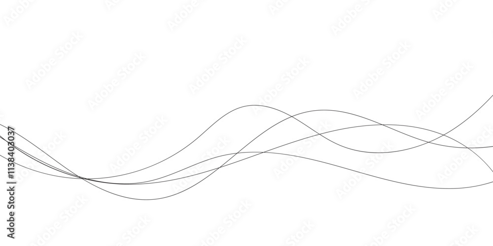 Poster technology abstract lines on white background. undulate grey wave swirl, frequency sound wave, twist