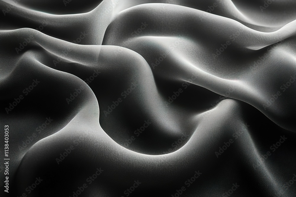 Poster a black and white image of a fabric with a wave pattern