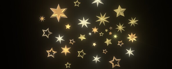 XMAS Stars - stars background, sparkle lights confetti falling. magic shining Flying christmas stars on night