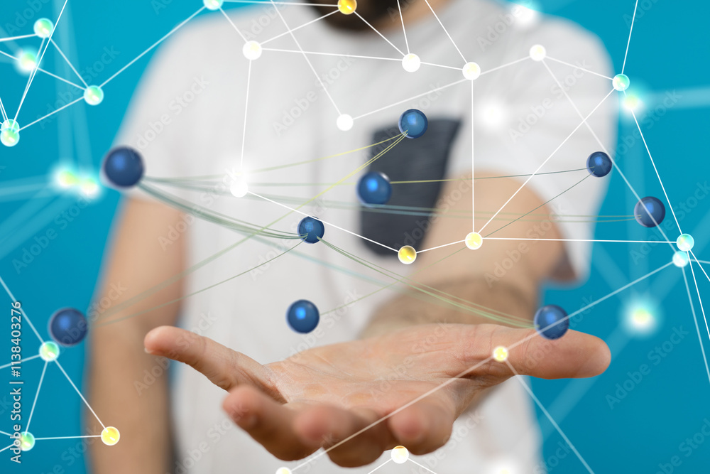 Poster network digital interface in hand