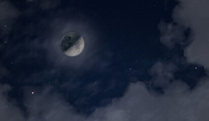 Fototapeta premium HDR Moon Composite with Cloudy Sky