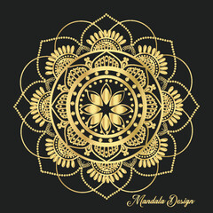 Islamic floor mandala with golden pattern and geometric shape decretive template
