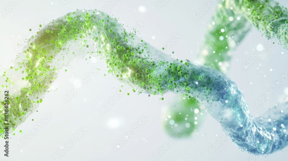 Aufkleber dynamic swirling cloud of digital bacteria particles in abstract environment with luminescent effect