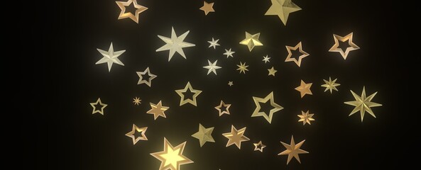 XMAS Stars - stars background, sparkle lights confetti falling. magic shining Flying christmas stars on night
