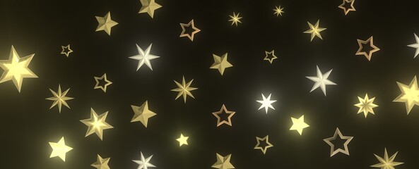 Falling Holiday Astral Radiance: Magnificent 3D Illustration of Descending Stellar Illumination for Christmas