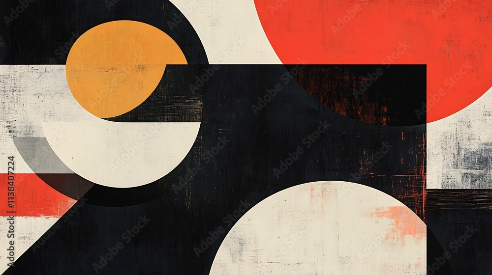 Poster abstract geometric composition with circles and rectangles