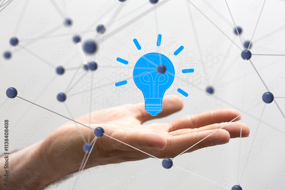 Poster neural network 3d illustration. big data and cybersecurity