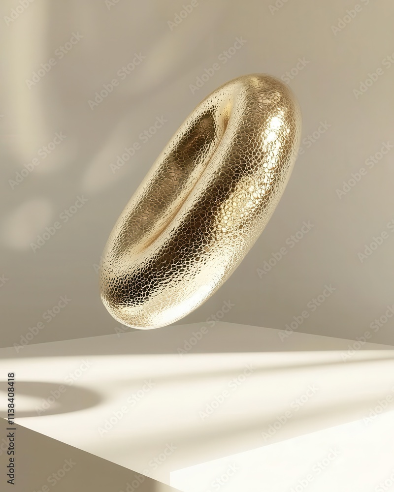 Poster floating golden torus model representing armorlike superbug bacteria studio environment 3d abstract 