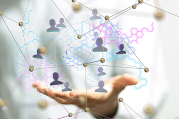 Neural network concept. Connected cells with links.