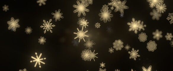 Snowflakes and bokeh lights on the blue Merry Christmas background. 3D render
