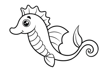 Cartoon seahorse line art vector design1.eps
