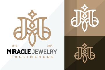 Fototapeta premium Elegant Letter M Jewellery Logo Icon Vector Design Illustration