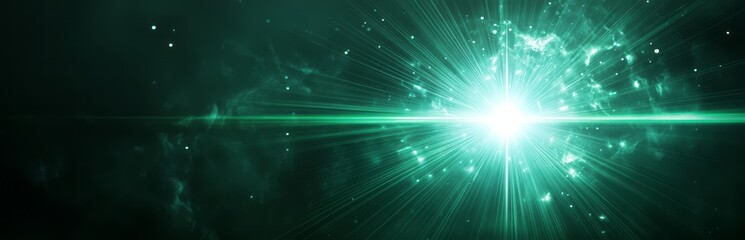 Naklejka premium Abstract Green Light Burst Stellar Explosion