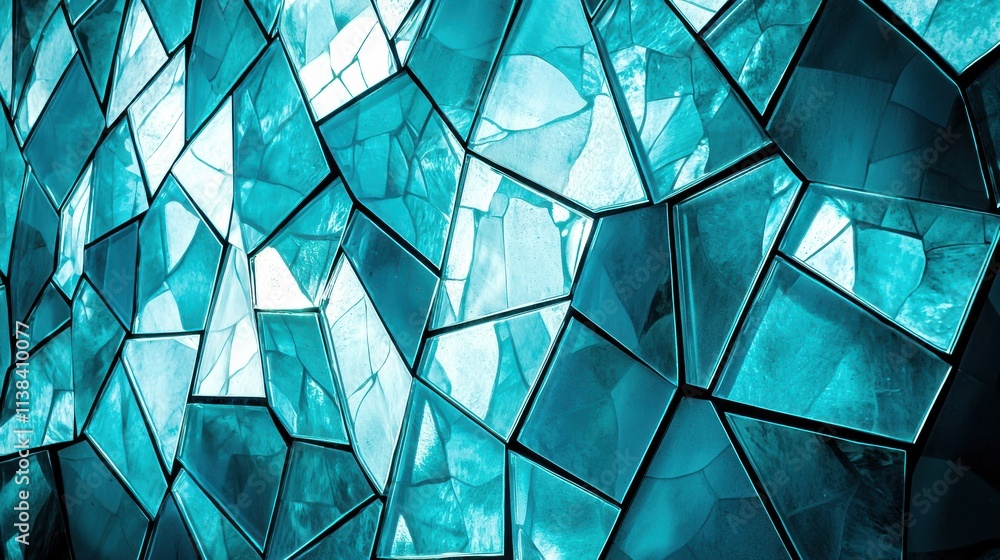 Aufkleber mosaic tile pattern in shades of blue artistic background digital design abstract environment close-