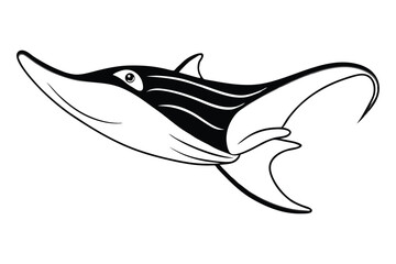 Cartoon stingray line art vector design1.eps