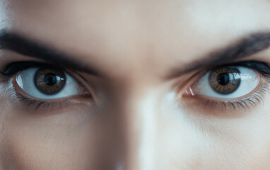 Obraz premium Gaslight manipulation toxic narcissism and abuse psychology concept. Close-up of intense eyes, showcasing unique colors and sharp features, conveying emotion and depth.