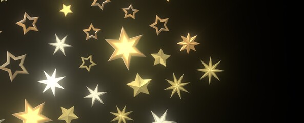 Twinkling Yuletide Skies: Breathtaking 3D Illustration of Falling Christmas Starlights