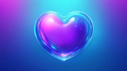 Glowing Neon Heart  Abstract Purple Blue Love