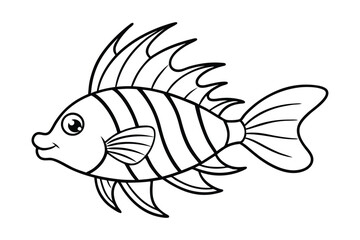 Cartoon lionfish line art vector design
