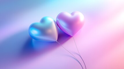 Fototapeta premium Pastel Heart Balloons Romantic Love Valentine s Day