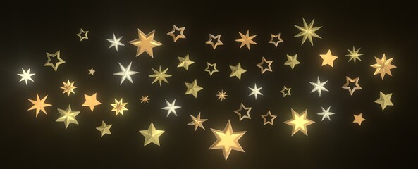 Radiant Euphoria: Lose Yourself in a 3D Gold Stars Rainfall