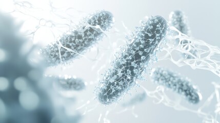 Exploring alienlike bacteria models laboratory scientific visualization high-tech environment macro view microbiology research